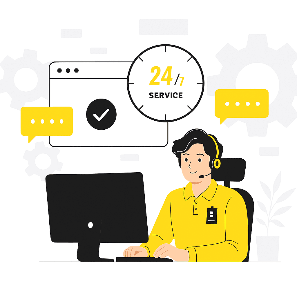 24/7 customer service illustration